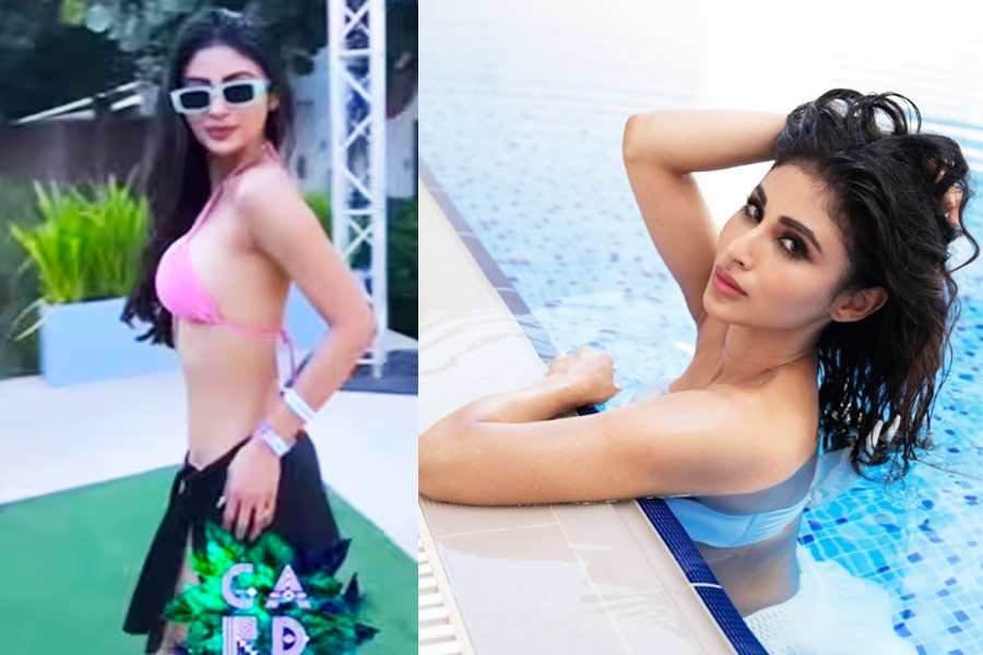 Mouni Roy Sizzles In A Pink Bra, Blows Kisses | Sangbad Pratidin