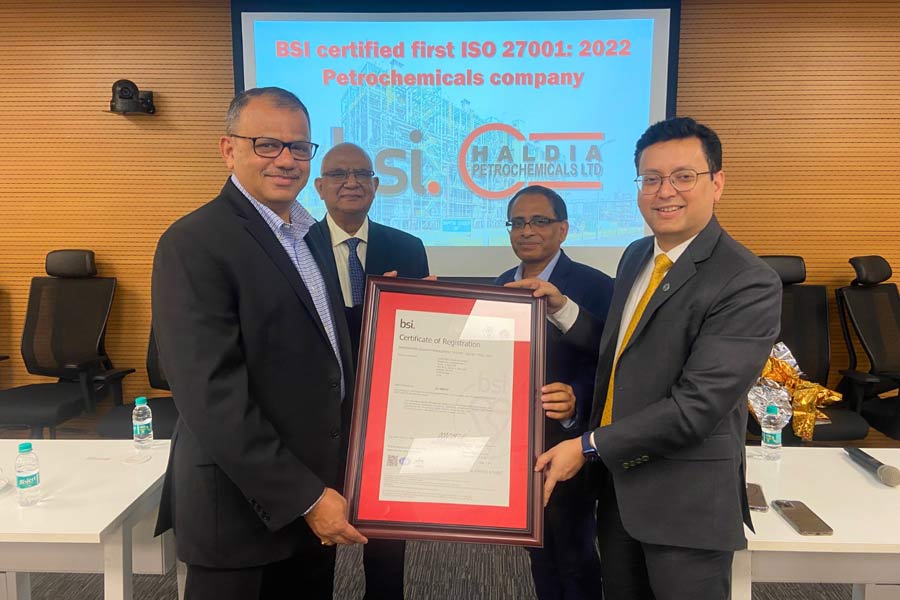 Haldia Petrochemicals Ltd becomes BSI Certified 1st 27001:2022 ISO in India। Sangbad Pratidin