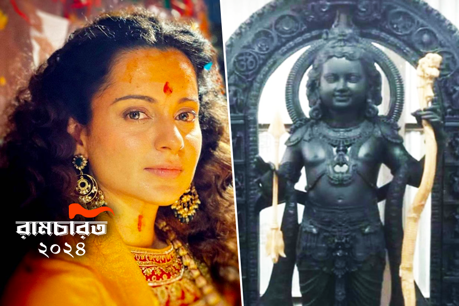 Kangana Ranaut reaches Ayodhya Dham, on Ram Mandir Consecration | Sangbad Pratidin