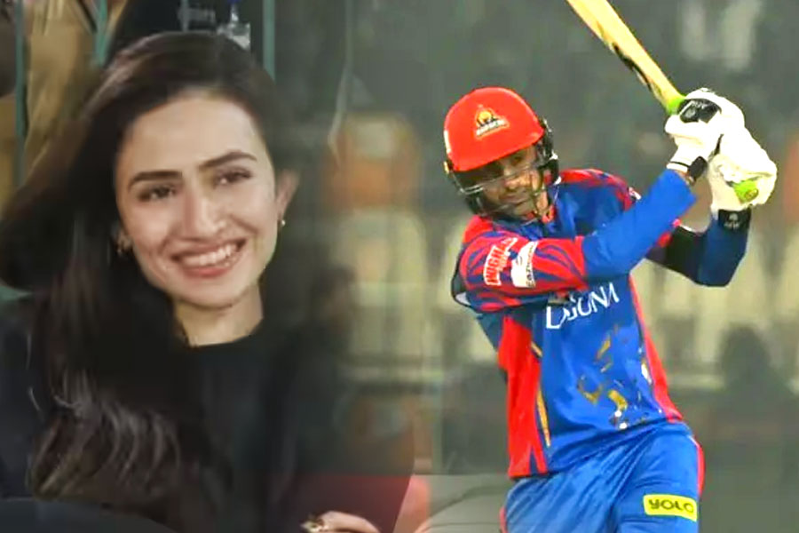 Shoaib Malik hits brisk 53 after Sana Javed cheers for him in PSL 2024 । Sangbad Pratidin