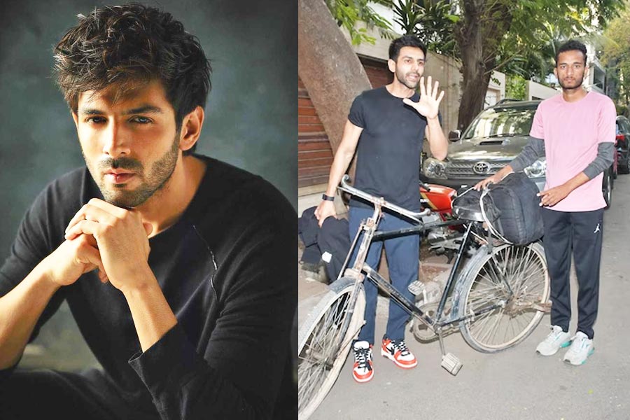 Kartik Aaryan Meets His Fan Who Cycled From Jhansi To Mumbai | Sangbad Pratidin