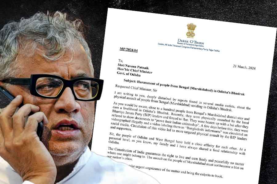 Derek writes to Naveen Patnaik about beating workers of Murshidabad in Odisha