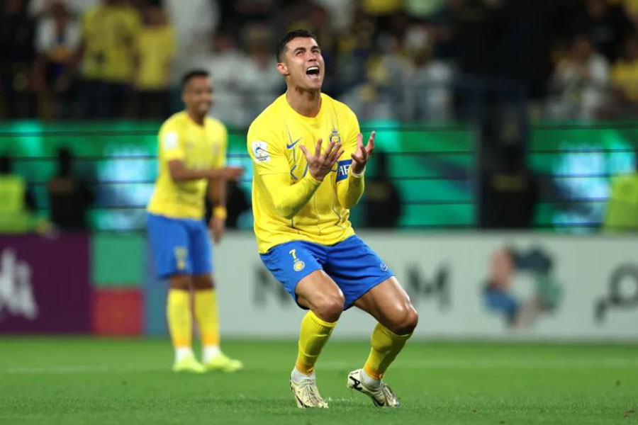 Cristiano Ronaldo somehow missed the target around three yards