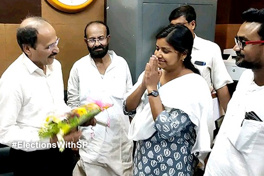 Meenakshi Mukherjee accompanies Adhir Chowdhury for nomination filing
