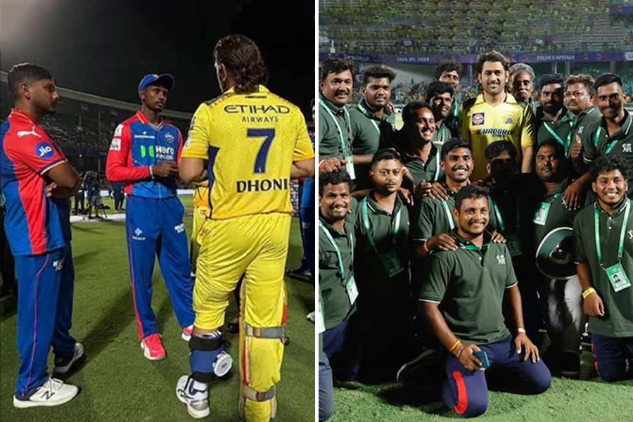 MS Dhoni spotted with ice pack on leg after DC match