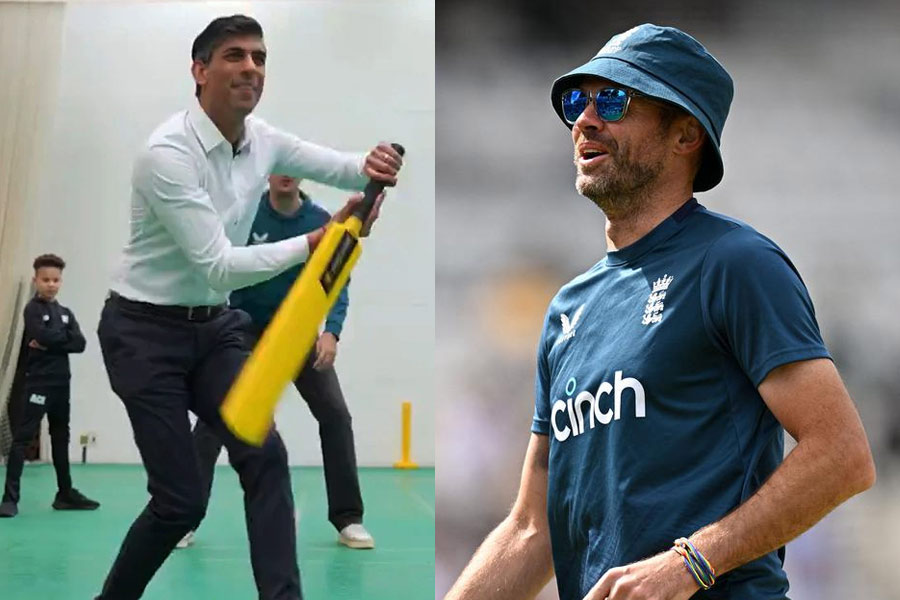 UK PM Rishi Sunak Bats Against pacer James Anderson