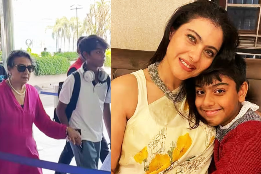 Ajay Devgn, Kajol’s Son Yug Holds Nani Tanuja Close at Airport, Fans React