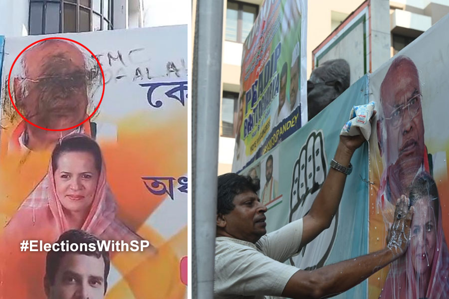Lok Sabha Election 2024: Ink thrown at Mallikarjun Kharge's portrait in Bidhan Bhawan