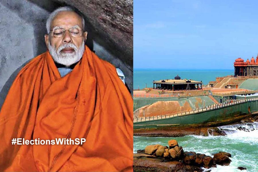 Image of PM Modi goes viral as he gears up for meditation