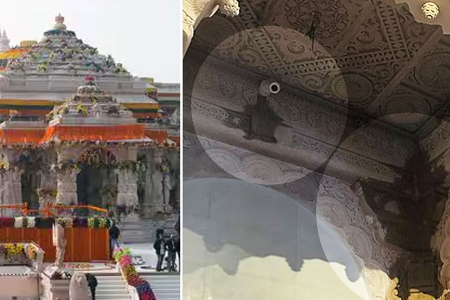 Roof of Ram Temple in Ayodhya leaks during rainfall