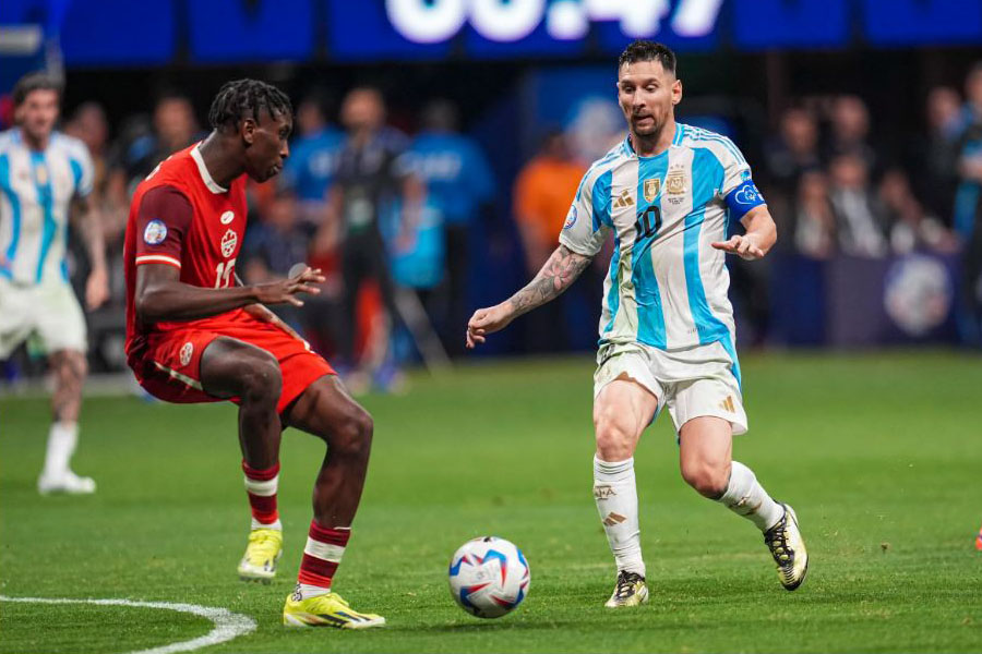 A footballer from Canada was harassed after a hard tackle on the Argentina superstar Lionel Messi