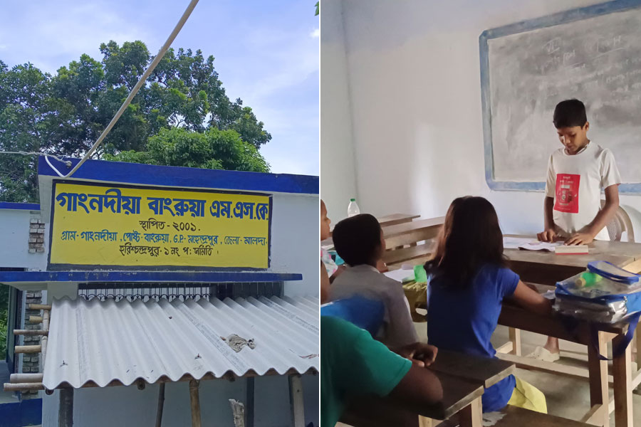 Students take class in Malda School