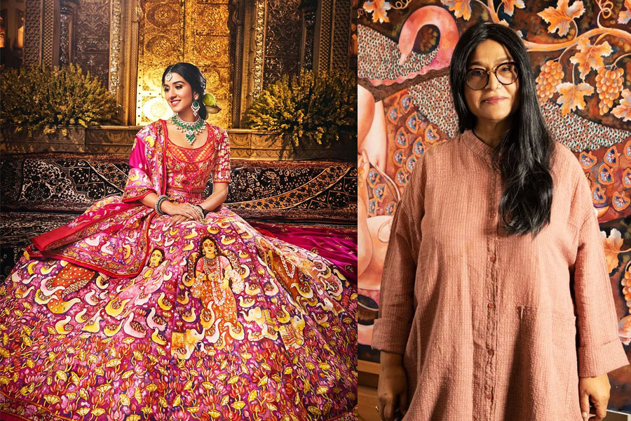 Jayasri Burman and Rhea Kapoor collabs for Mrs Radhika Ambani's Lahenga
