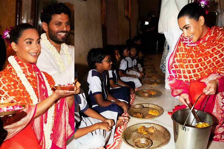 Kim Kardashian visits Iskcon, feed underprivileged Children