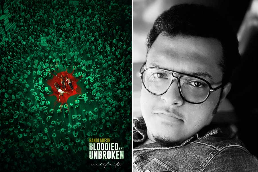 Eminent artist Aniket Mitra draw a pic on Bangladesh student protest