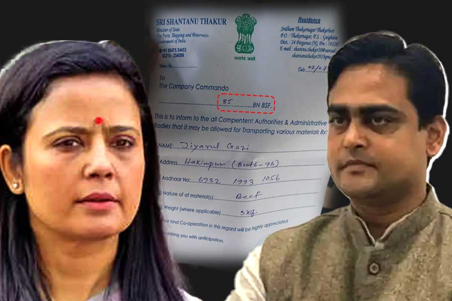 Mahua Moitra takes a dig at Santanu Thakur showing 'pass' of beef in border into his letterhead pad