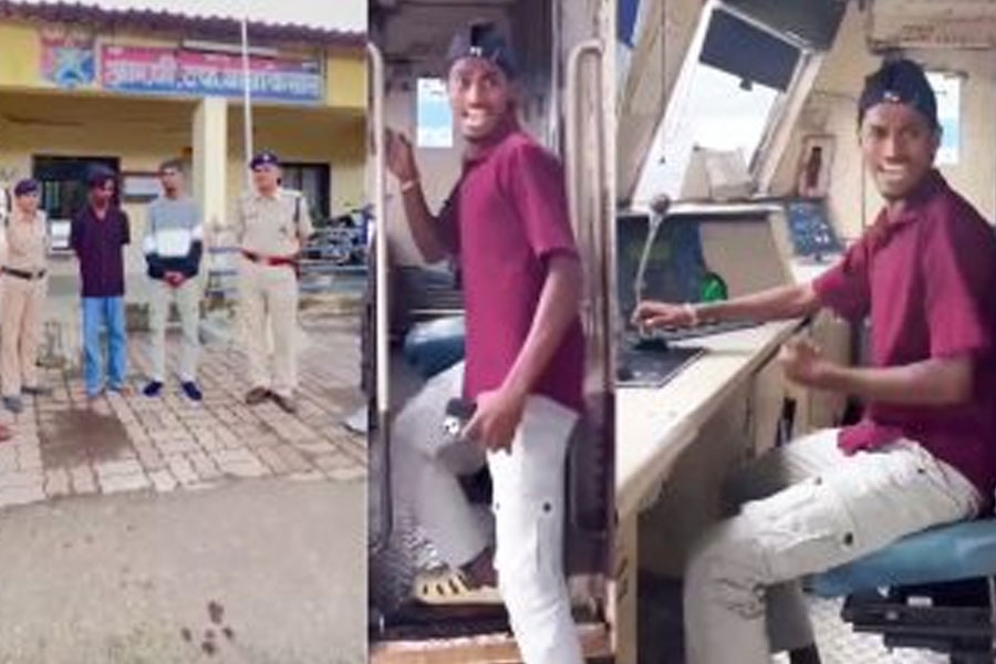 Railway Police arrested two youths who were making reels sitting on the train drivers seat