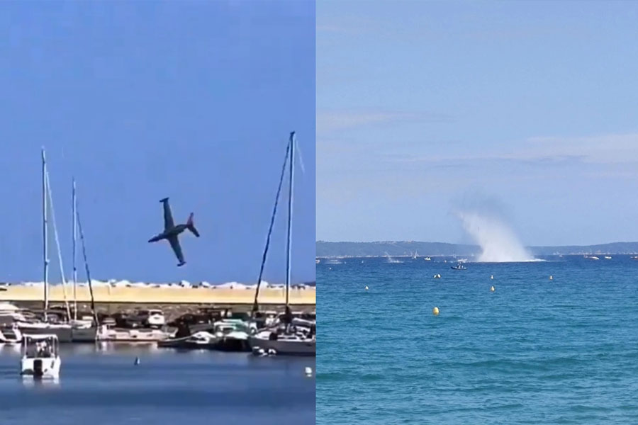 Plane crashes into sea during airshow in France