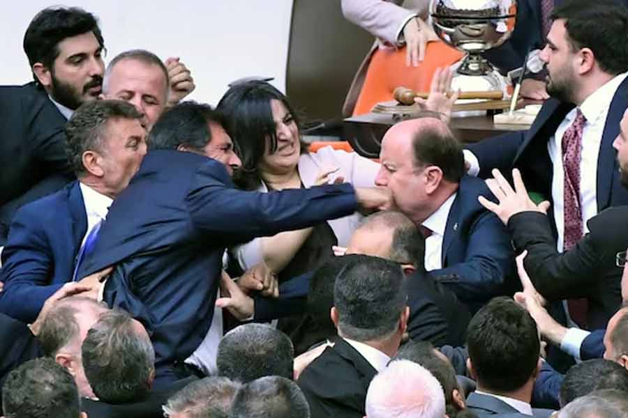 Lawmakers brawled in Turkey parliament, fists fly, blood stains on floor