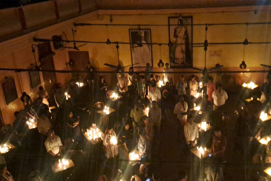 Burning candles on coffee house table's for justice of R G Kar Incident