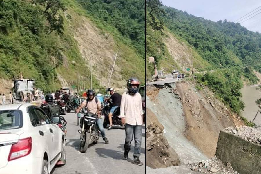 Landslide at Shwetijhora, connection poor in NH 10, tourists face problem
