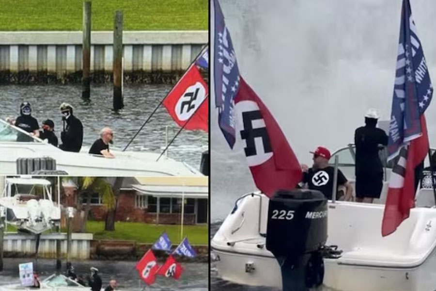 Swastika Flags Flown During Boat Parade of Donald Trump campaign