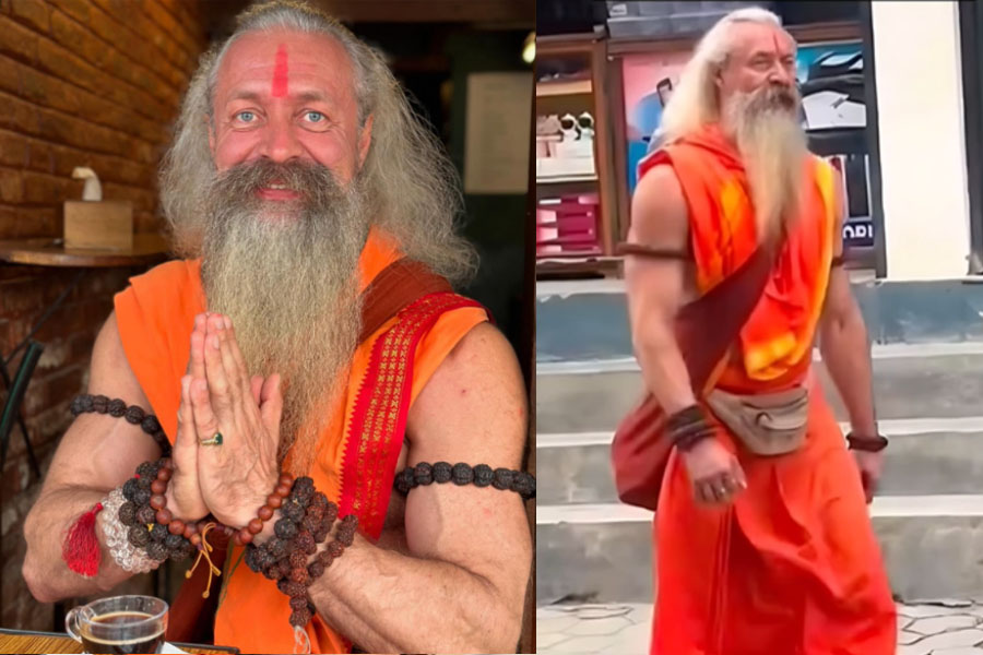 7-Foot Tall 'Muscular Baba' From Russia Steals The Spotlight in At Maha Kumbh