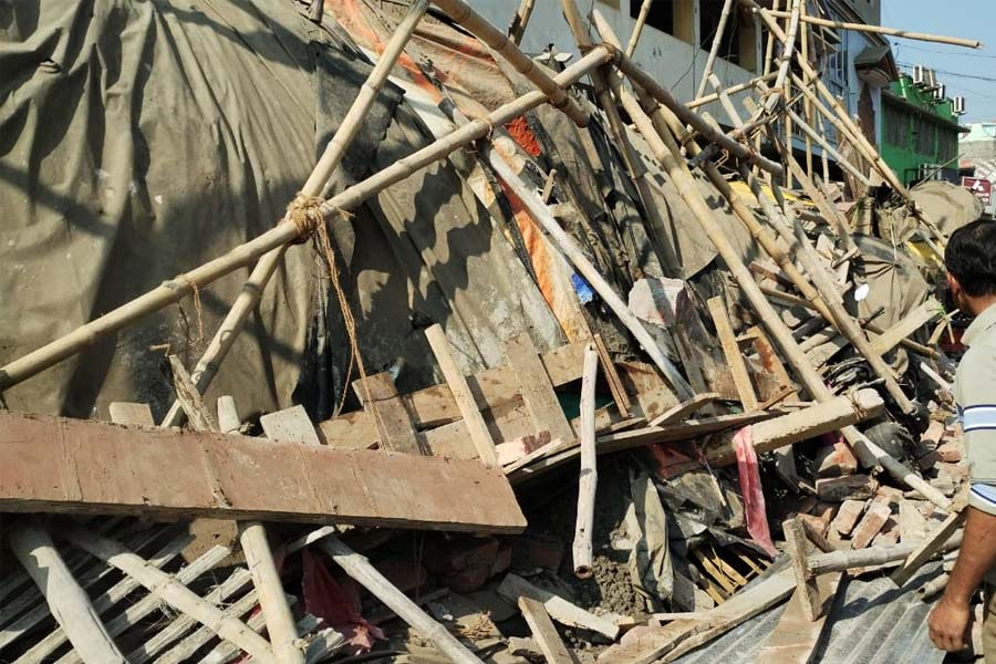 Part of a building collapse in Ranaghat