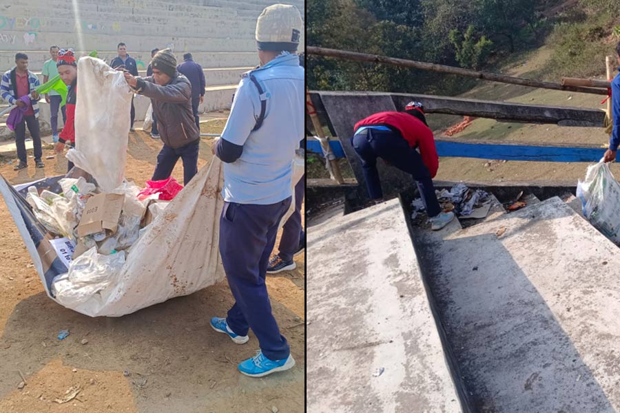 Clean and green operation at Ayodhya Hill after night marathon as a measure of keep environment safe