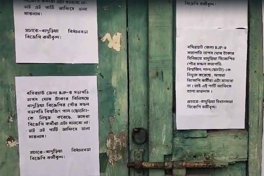 Posters against BJP leader in Basirhat, workers locked office