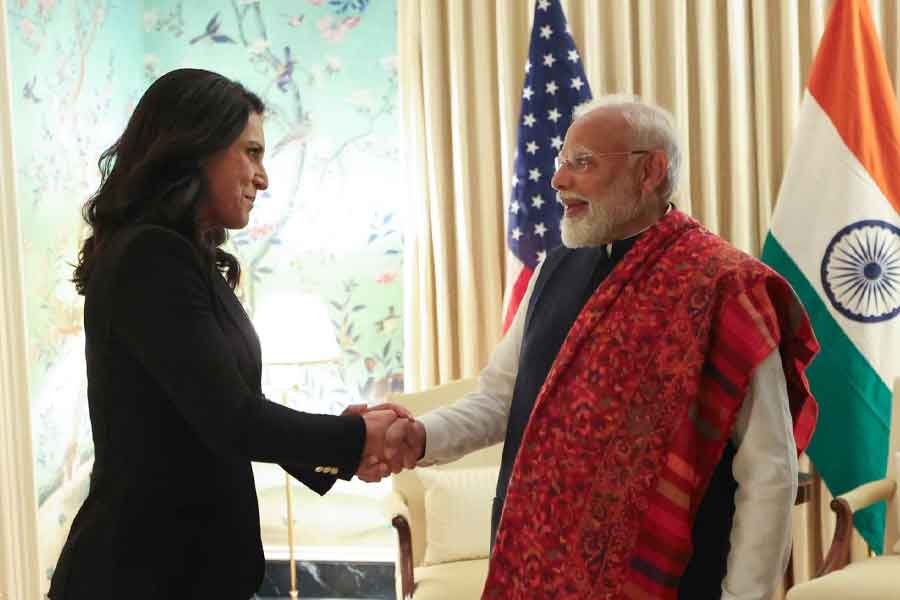 Narendra Modi meets new national intelligence chief Tulsi Gabbard