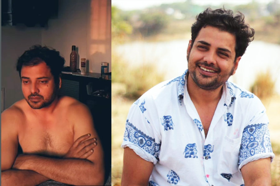 Director Tathagata Mukherjee's Girlfriend Aalokbarsha Bose captured his Bair Body Photo