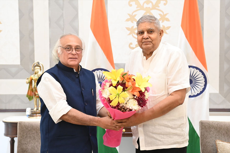 Congress leader Jairam Ramesh meet with Vice President Jagdeep Dhankar