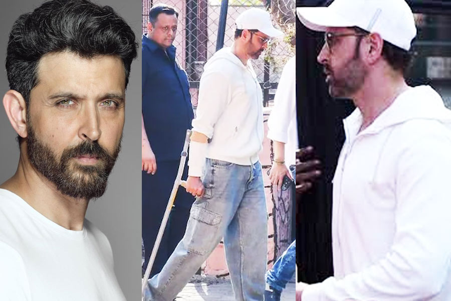 Hrithik Roshan Suffering Knee Injury, Spotted With Crutches At Deb Mukherjee's Funeral