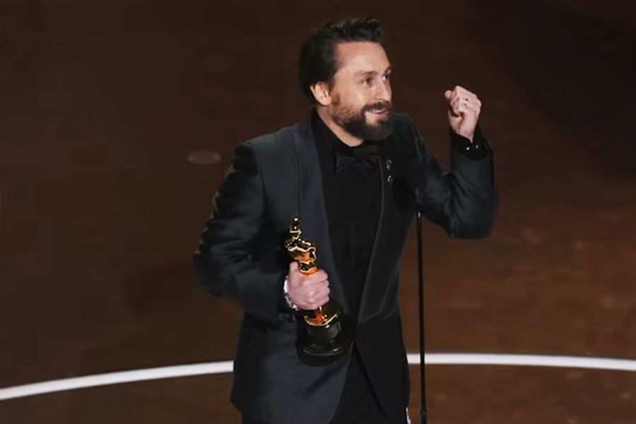 Kieran Culkin reminds wife of Emmy speech, fourth baby after Oscar win