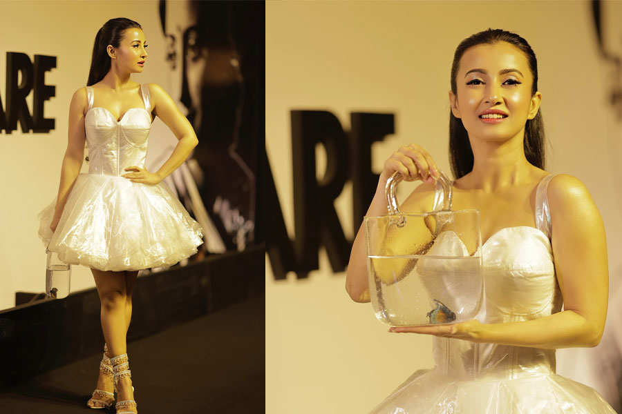 Monami Ghosh's Filmfare fashion: Recycled plastic frock, glass bag with fish