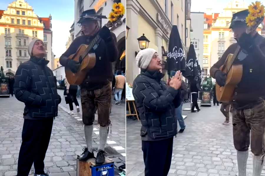 Bollywood Actor Anupam Kher sings during Germany trip