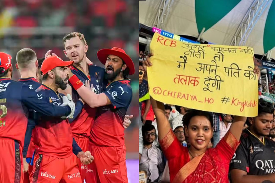 ‘চ্যাম্পিয়ন না হলে ডিভোর্স দেব’, স্টেডিয়ামে পোস্টার নিয়ে হাজির মহিলা আরসিবি ভক্ত