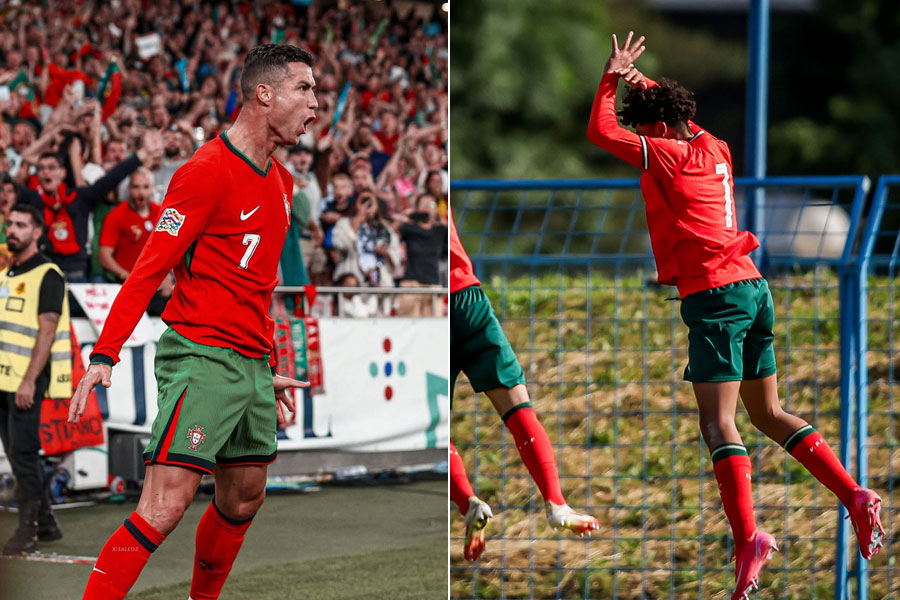 Cristiano Ronaldo's son scores two goal for Portugal and hit siu celebration