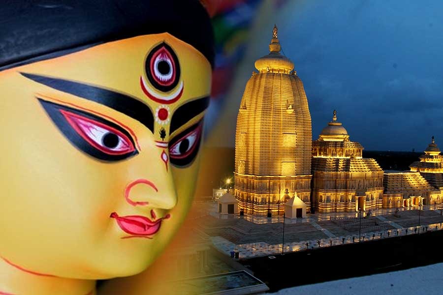 Durga Puja pandal themed on Digha Jagannath Temple in Kolkata