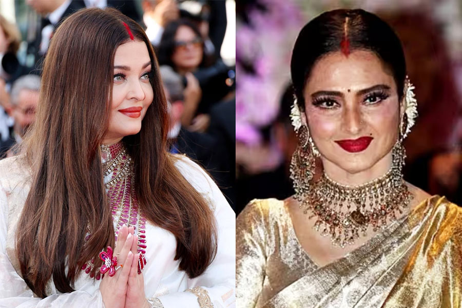 ঐশ্বর্যকে ‘এক চুটকি সিন্দুর কি কিমত’ শেখালেন রেখা? কান লুক ভাইরাল হতেই প্রশ্ন নেটপাড়ার
