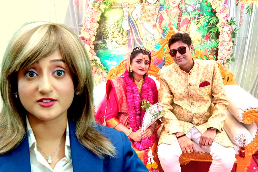 বৃন্দাবনে কণ্ঠীবদল, রাধাকৃষ্ণকে সাক্ষী রেখে বিয়ে সারলেন ‘মেম বউ’ বিনীতা
