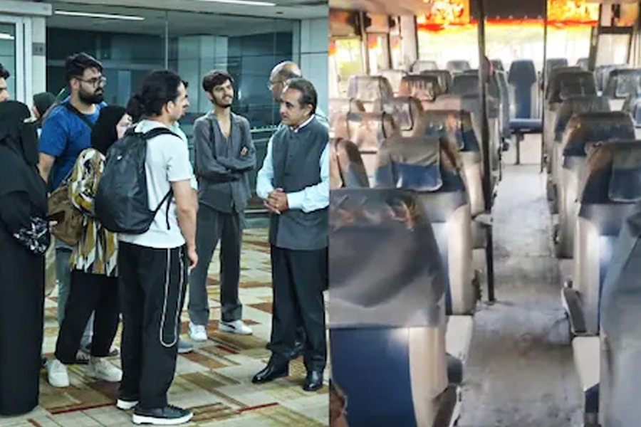 নিম্নমানের বাস! অসন্তুষ্ট ইরান ফেরত কাশ্মীরি পড়ুয়ারা
