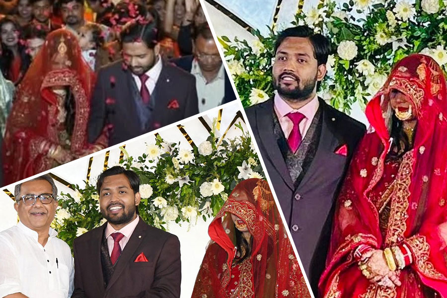 ভারী লেহেঙ্গায় কনে, ৫ হাজার অতিথি, খান স্যরের রিসেপশনে এলাহি আয়োজন, চেনেন নববধূকে?