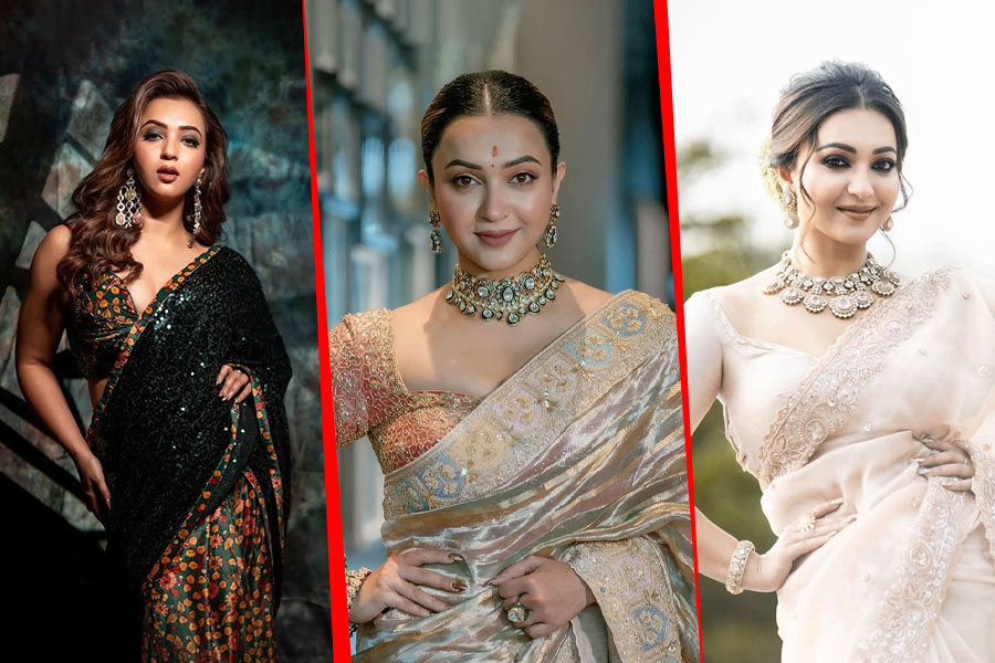 শাড়িতে মোহময়ী কৌশানী, নায়িকাকে এ ধরনের সাজে আগে দেখেছেন?