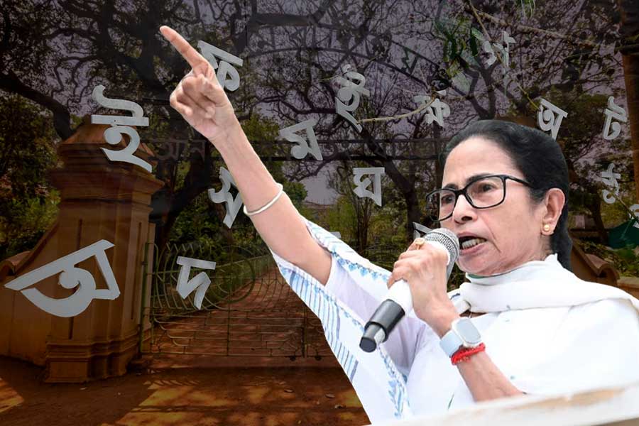 বাংলার বিরুদ্ধে বিজেপির ‘সন্ত্রাস’, রবি ঠাকুরের বোলপুর থেকে ‘ভাষা আন্দোলন’ শুরু মমতার