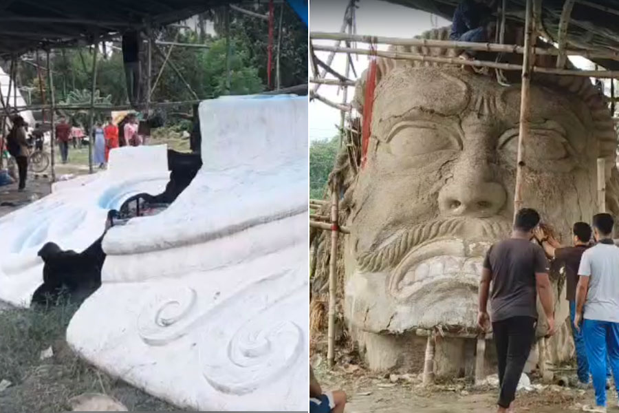 গতবার বন্ধ হয়েছিল পুজো, ভুল শুধরে ফের বড় দুর্গা গড়ছে রানাঘাটের অভিযান সংঘ