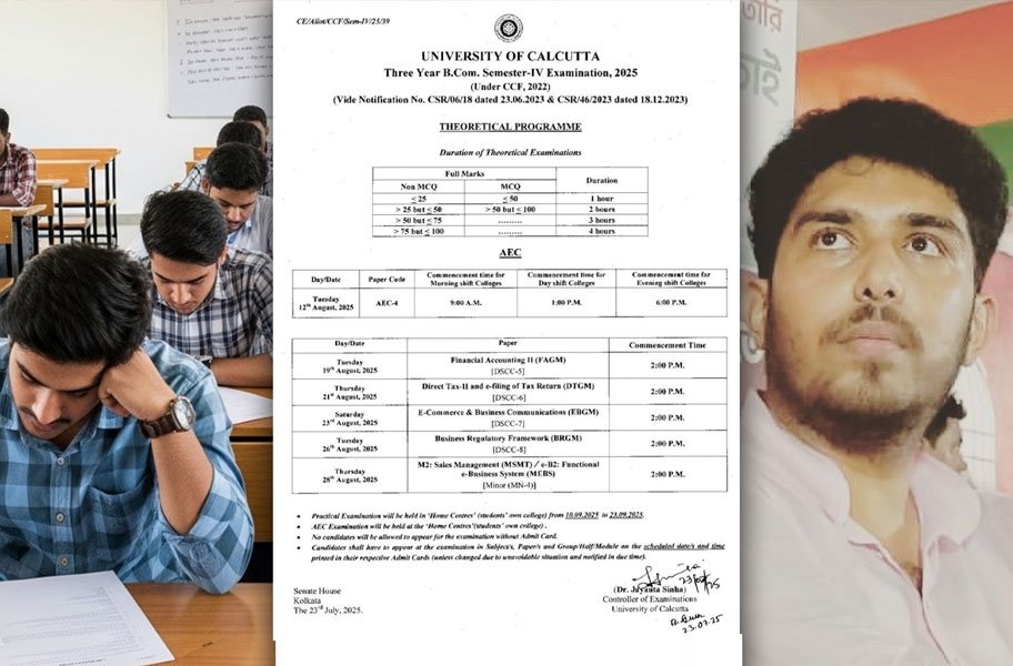 TMCP’র প্রতিষ্ঠা দিবসে পরীক্ষা, কলকাতা বিশ্ববিদ্যালয়ের সূচিতে ক্ষুব্ধ তৃণাঙ্কুর বললেন, ‘দিল্লির ইশারায়’