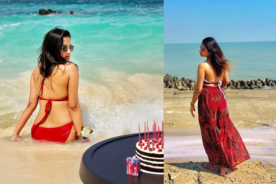 লাল বিকিনিতে উষ্ণ তন্বী, চাবুক ফিগারেই জন্মদিনের ‘রিটার্ন গিফট’ অভিনেত্রীর