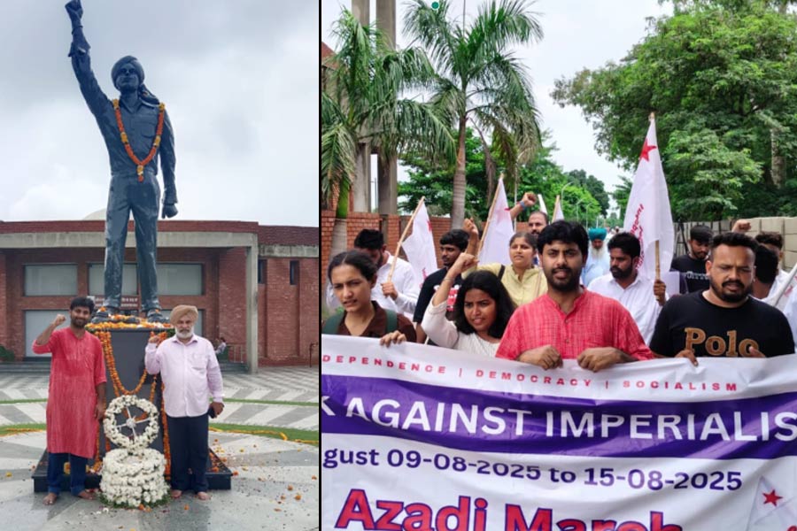 এবার ভগৎ সিংকে নিয়ে টানাটানি! স্বাধীনতা দিবসে বিপ্লবীর পাঞ্জাবের বাড়ি গিয়ে শ্রদ্ধা সৃজনদের